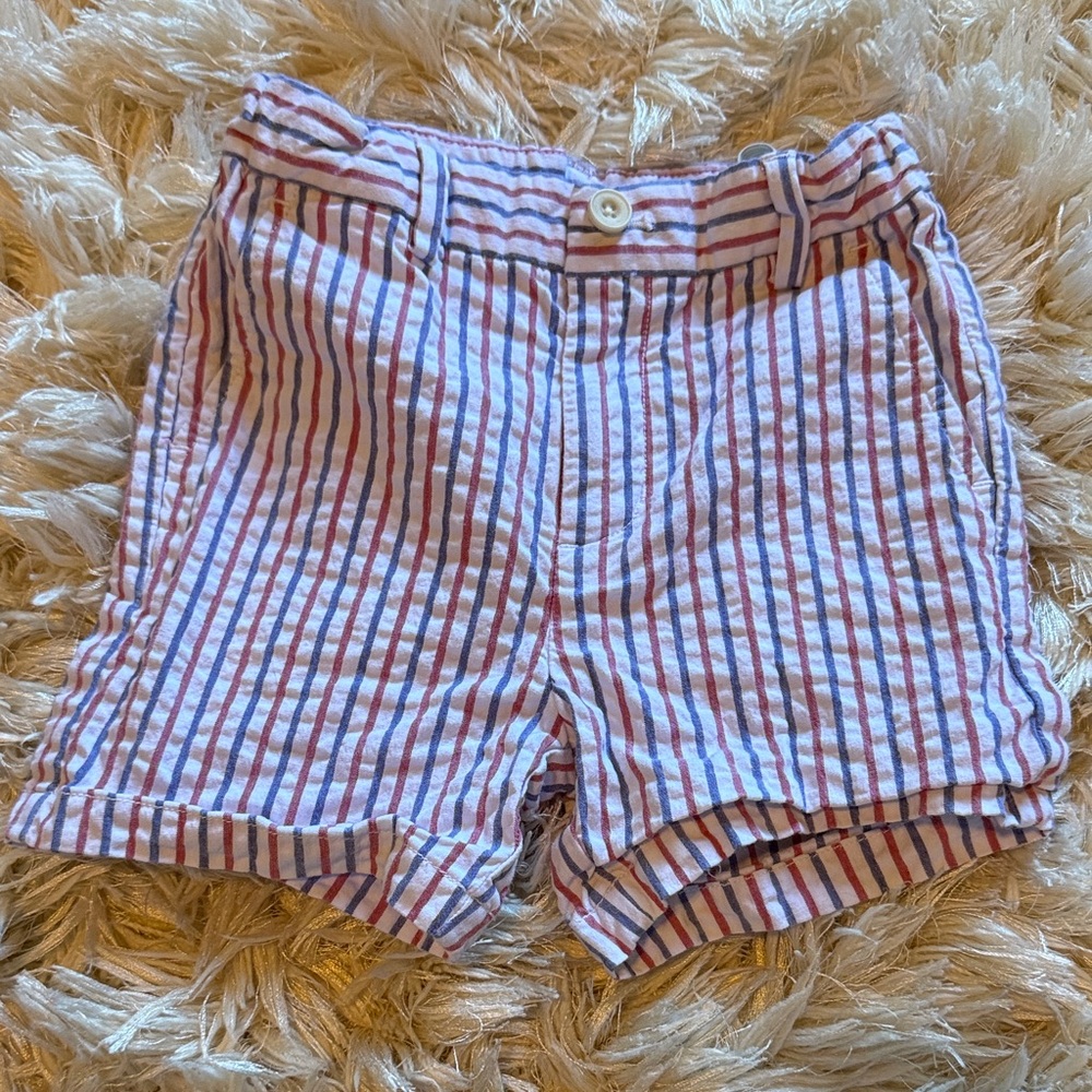 Vineyard Vines kids Striped seersucker Shorts - Red and Blue 4T